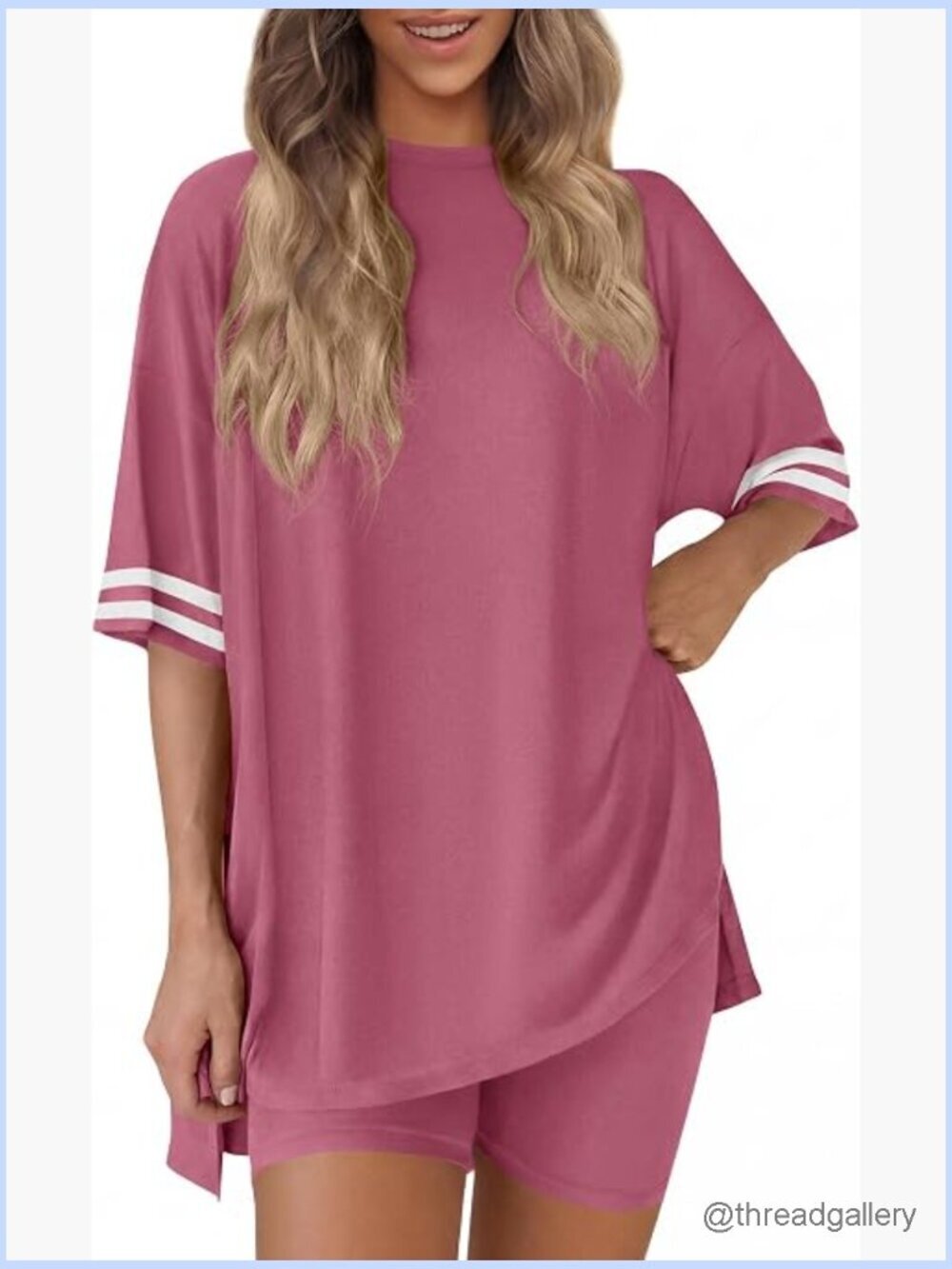 Oversized Tee & Bike Shorts 2 Piece Lounge Set Summer Travel Outfit